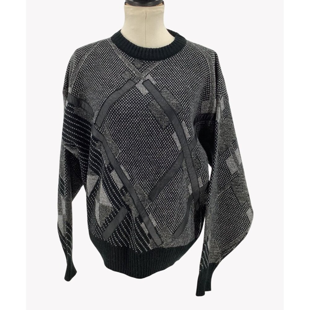 Vintage Brandini Geometric Pattern Knit Sweater Cosby Grandpa Core L
